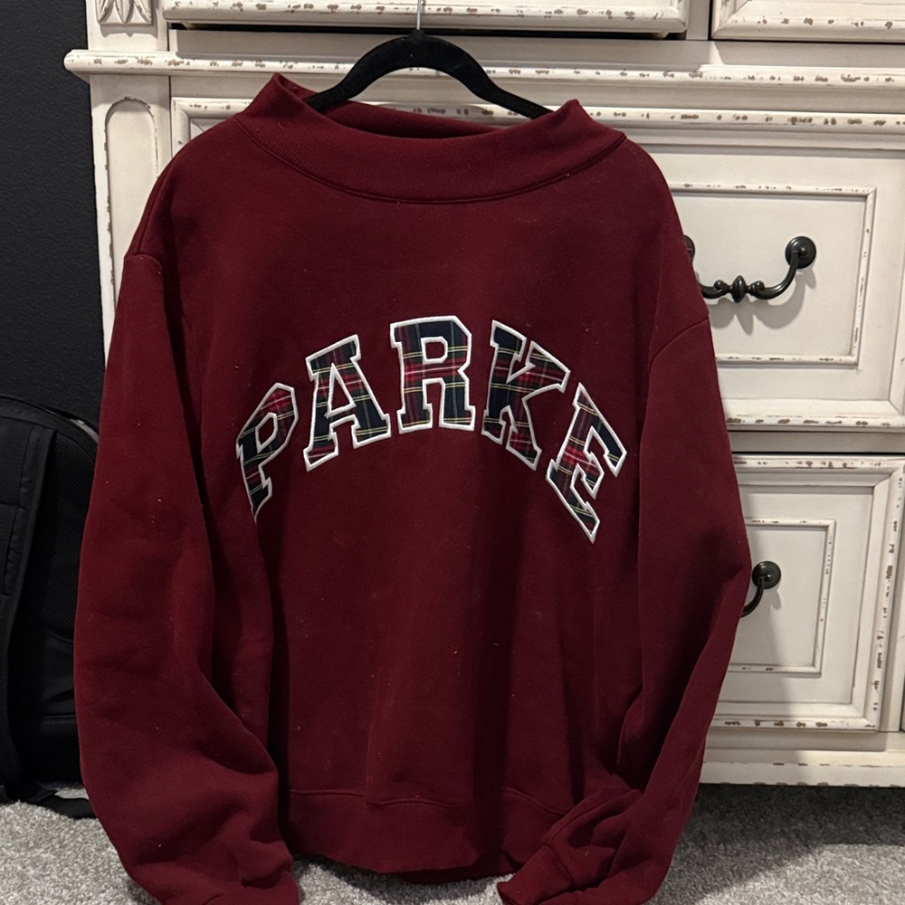maroon parke varsity mockneck fleece